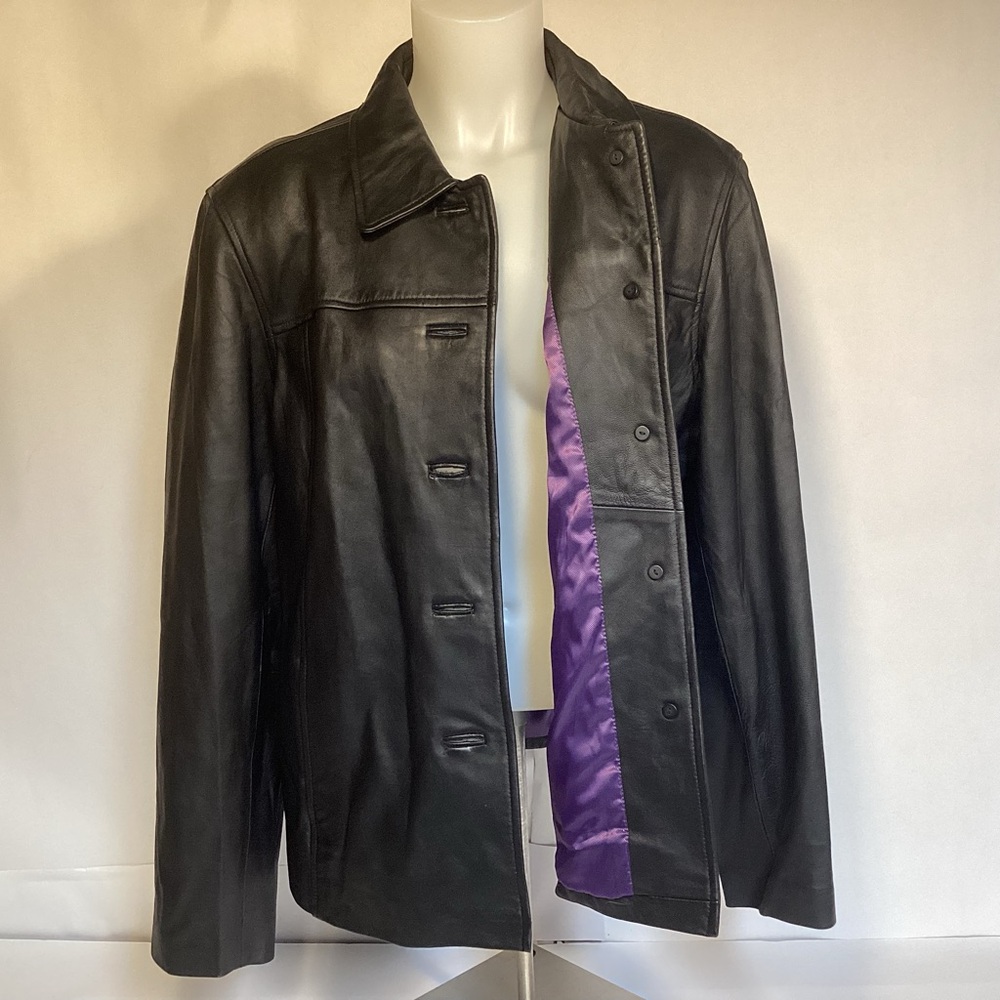 JL Colebrook Women’s Black Leather Jacket size Large